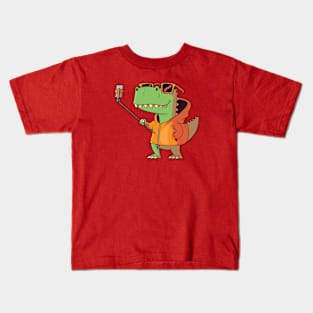 T-Rex Selfie Cartoon Kids T-Shirt